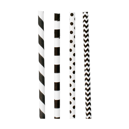 PAILLES DROITES À FRANGES ET À POIS 'PAPER'  Ø0,60x20 CM ASSORTI PAPIER (3000 UNITÉ)