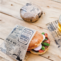 Image PAPIER INGRAISSABLES OUVERT 2 CÔTÉS FAST FOOD 'TIMES' 32 G/M2 16x16,5 CM NATUREL PARCH.INGRAISSABLE (500 UNITÉ) #4