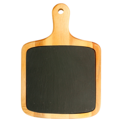 Image PLATEAU PRÉSENTATION RECTANGULAIRE  33x23x1,5 CM NATUREL ARDOISE+BOIS (4 UNITÉ) #1