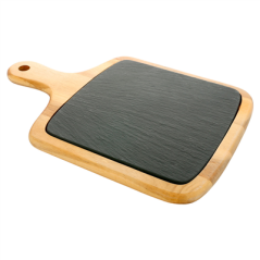 Image PLATEAU PRÉSENTATION RECTANGULAIRE  33x23x1,5 CM NATUREL ARDOISE+BOIS (4 UNITÉ) #3