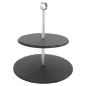 Image STAND SNACK 2 ÉTAGES  25x25x26,5 CM NATUREL ARDOISE (2 UNITÉ) #1