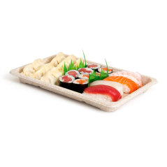 BOÎTES SUSHI 'BIONIC' 23,5x15,5x2 CM NATUREL BAGASSE (800 UNITÉ)