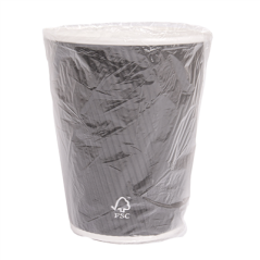 Image GOBELETS DOUBLE PAROI, ONDULÉ, EMBALLÉ INDIVIDUEL 360 ML 300 + 250 + 18 PE G/M2 Ø 9x11 CM NOIR CARTON (1000 UNITÉ) #1