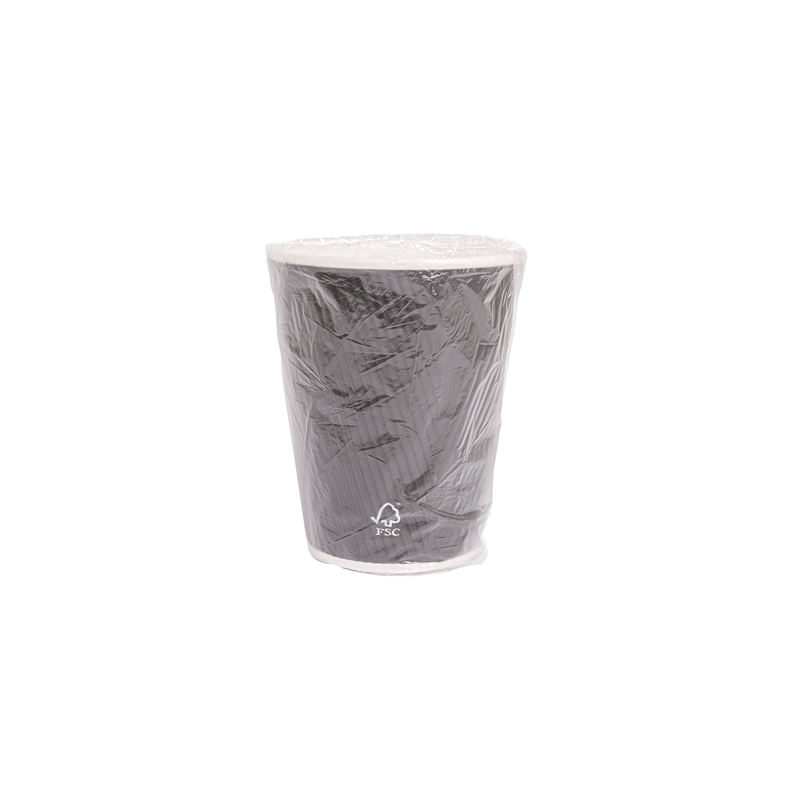 GOBELETS DOUBLE PAROI, ONDULÉ, EMBALLÉ INDIVIDUEL 360 ML 300 + 250 + 18 PE G/M2 Ø 9x11 CM NOIR CARTON (1000 UNITÉ) GOBELETS DOUBLE PAROI, ONDULÉ, EMBALLÉ INDIVIDUEL 360 ML 300 + 250 + 18 PE G/M2 Ø 9x11 CM NOIR CARTON (1000 UNITÉ)