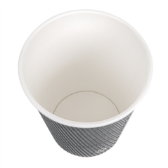 Image GOBELETS DOUBLE PAROI, ONDULÉ, EMBALLÉ INDIVIDUEL 360 ML 300 + 250 + 18 PE G/M2 Ø 9x11 CM NOIR CARTON (1000 UNITÉ) #4