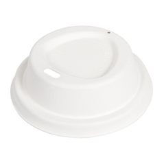 Image COUVERCLES POUR GOBELETS À CAFÉ 240 ML 'BIONIC'  Ø 8 CM BLANC BAGASSE (1000 UNITÉ) #1