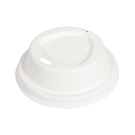 Image COUVERCLES POUR GOBELETS À CAFÉ 240 ML 'BIONIC'  Ø 8 CM BLANC BAGASSE (1000 UNITÉ) #1