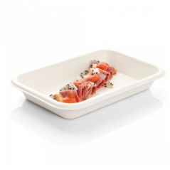 Image PLATEAUX 'BIONIC' 350 ML 18x12x2,5 CM BLANC BAGASSE (600 UNITÉ) #4