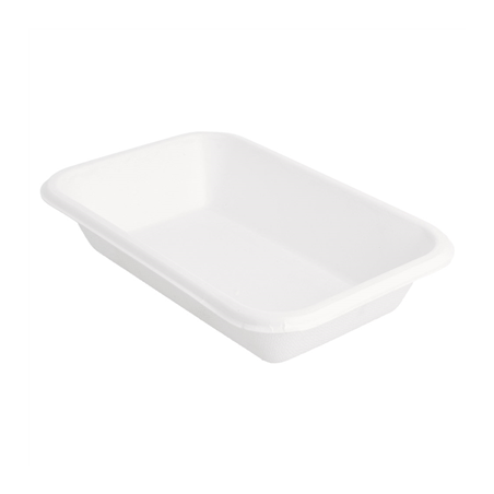 Image PLATEAUX 'BIONIC' 425 ML 18x12x3,5 CM BLANC BAGASSE (600 UNITÉ) #1