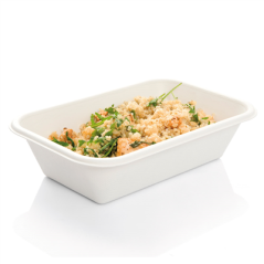 Image PLATEAUX 'BIONIC' 950 ML 21,5x14x5,2 CM BLANC BAGASSE (600 UNITÉ) #4