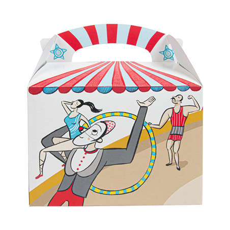 BOÎTES MENU ENFANT 'CIRCUS' 320 G/M2 15,50x10,50x17,50 CM QUADRICHROMIE CARTON (300 UNITÉ)