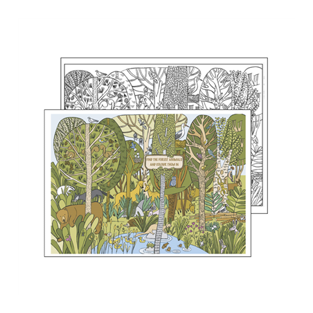 Image SETS DE TABLE COLORIAGE "FOREST ANIMALS"  100 G/M2 31x43 CM QUADRICHROMIE CELLULOSE (1000 UNITÉ) #1