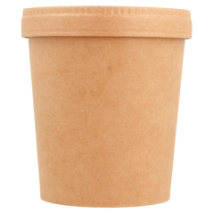 Image COMBO RÉCIPIENTS + COUVERCLES 480 ML - 16 oz 340 + 18 PE G/M2 Ø 9,7/7,5x10 CM NATUREL KRAFT (250 UNITÉ) #3