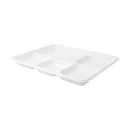 Image PLATEAUX 5 COMPART. 'BIONIC'  26,5x21,5x2,5 CM BLANC BAGASSE (500 UNITÉ) #1