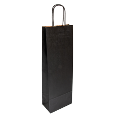 Image SACS SOS AVEC ANSES 1 BOTEILLE  100 G/M2 14+8x40 CM NOIR KRAFT (250 UNITÉ) #1