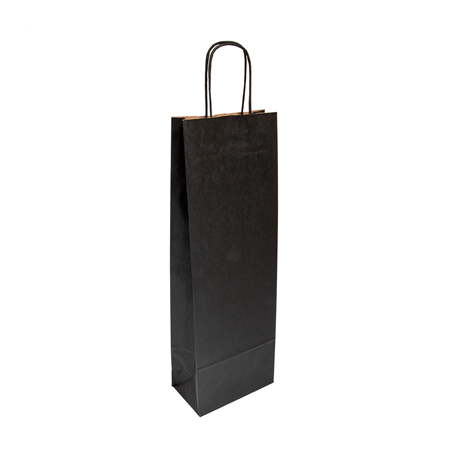 Image SACS SOS AVEC ANSES 1 BOTEILLE  100 G/M2 14+8x40 CM NOIR KRAFT (250 UNITÉ) #1