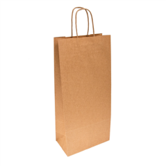 Image SACS SOS AVEC ANSES 2 BOTEILLES  100 G/M2 18+10x39 CM NATUREL KRAFT (250 UNITÉ) #1