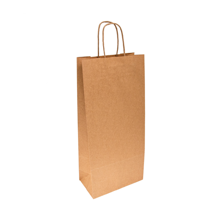 Image SACS SOS AVEC ANSES 2 BOTEILLES  100 G/M2 18+10x39 CM NATUREL KRAFT (250 UNITÉ) #1
