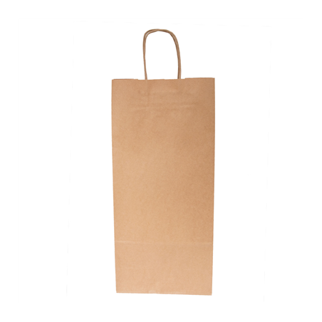 SACS SOS AVEC ANSES 2 BOTEILLES  100 G/M2 18+10x39 CM NATUREL KRAFT (250 UNITÉ)