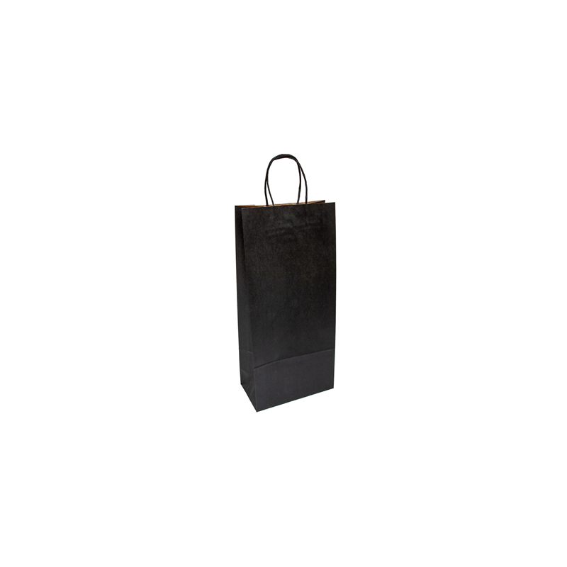 SACS SOS AVEC ANSES 2 BOTEILLES  100 G/M2 18+10x39 CM NOIR KRAFT (250 UNITÉ)