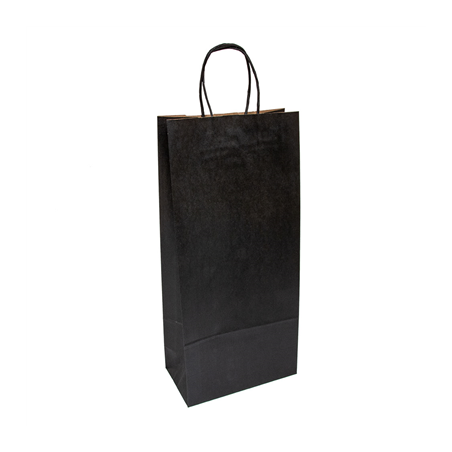 Image SACS SOS AVEC ANSES 2 BOTEILLES  100 G/M2 18+10x39 CM NOIR KRAFT (250 UNITÉ) #1