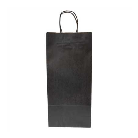 SACS SOS AVEC ANSES 2 BOTEILLES  100 G/M2 18+10x39 CM NOIR KRAFT (250 UNITÉ)