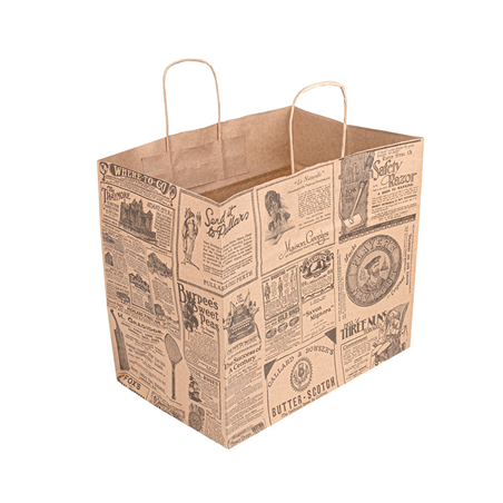 Image SACS SOS AVEC ANSES "TRAITEUR" 'TIMES' 90 G/M2 32+21x28,5 CM NATUREL KRAFT (250 UNITÉ) #1