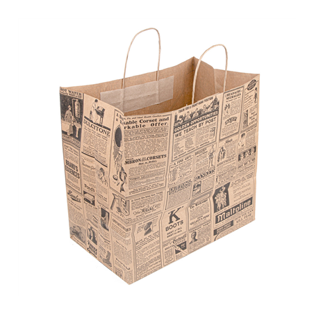 Image SACS SOS AVEC ANSES "TRAITEUR" 'TIMES' 90 G/M2 36+21x33,5 CM NATUREL KRAFT (250 UNITÉ) #1