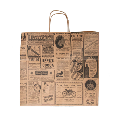 SACS SOS AVEC ANSES "TRAITEUR" 'TIMES' 90 G/M2 36+21x33,5 CM NATUREL KRAFT (250 UNITÉ)