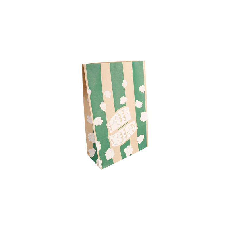 SACS SOS POP CORN 'STRIPES' 5 L-170 OZ 80 G/M² 20+9x29,5 CM NATUREL PARCH.INGRAISSABLE (500 UNITÉ)