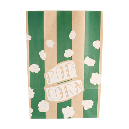 SACS SOS POP CORN 'STRIPES' 5 L-170 OZ 80 G/M² 20+9x29,5 CM NATUREL PARCH.INGRAISSABLE (500 UNITÉ)