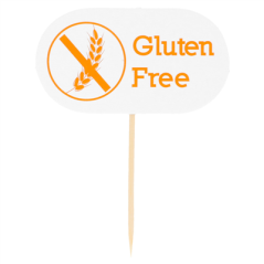 Image PIQUES "GLUTEN FREE" 8 CM BLANC BOIS (100 UNITÉ) #1