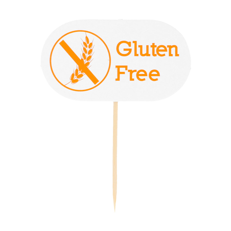 Image PIQUES "GLUTEN FREE"  8 CM BLANC BOIS (100 UNITÉ) #1