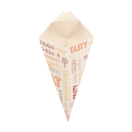 Image CORNETS AVEC LANGUETTES 'THEPACK PAROLE' 100 G 230 G/M2 21x12,5 CM BLANC CARTON ONDULÉ NANO-MICRO (1600 UNITÉ) #1