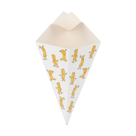 Image CORNETS AVEC LANGUETTES 'THEPACK CHIPS' 100 G 230 G/M2 21x12,5 CM BLANC CARTON ONDULÉ NANO-MICRO (1600 UNITÉ) #1