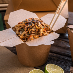 Image RÉCIPIENTS MULTIUSAGES MICRO-ONDABLES 960 ML 275 + 25 PE G/M2 Ø9x10,8 CM NATUREL KRAFT (50 UNITÉ) #3