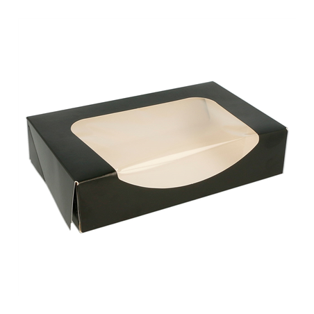 Image RÉCIPIENTS SUSHI+FÊNETRE 275 G/M2 17,5x12x4,5 CM NOIR CARTON (400 UNITÉ) #1
