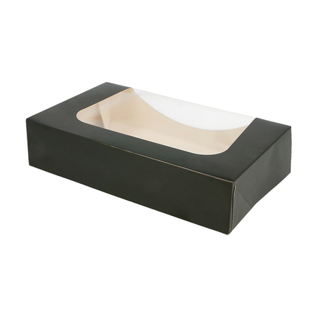 RÉCIPIENTS SUSHI+FÊNETRE 275 G/M2 17,5x12x4,5 CM NOIR CARTON (400 UNITÉ)