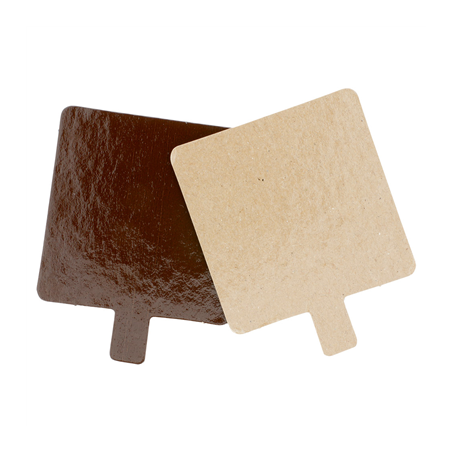 Image CARTONS PÂTISSERIE DEUX FACES  1100 G/M2 8x8 CM CHOCOLAT/PRALINÉ CARTON (200 UNITÉ) #1