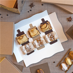 Image CARTONS PÂTISSERIE DEUX FACES  1100 G/M2 4,5x13 CM CHOCOLAT/PRALINÉ CARTON (200 UNITÉ) #4