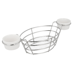 Image CORBEILLES OVALES + 2 POTS  26x10x5,3 CM CHROME ACIER (6 UNITÉ) #1