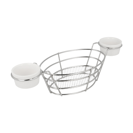 Image CORBEILLES OVALES + 2 POTS  26x10x5,3 CM CHROME ACIER (6 UNITÉ) #1