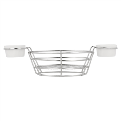 CORBEILLES OVALES + 2 POTS  26x10x5,3 CM CHROME ACIER (6 UNITÉ)