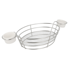 Image CORBEILLES OVALES + 2 POTS  32,5x15x5,8 CM CHROME ACIER (6 UNITÉ) #1