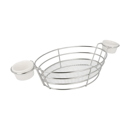 Image CORBEILLES OVALES + 2 POTS  32,5x15x5,8 CM CHROME ACIER (6 UNITÉ) #1