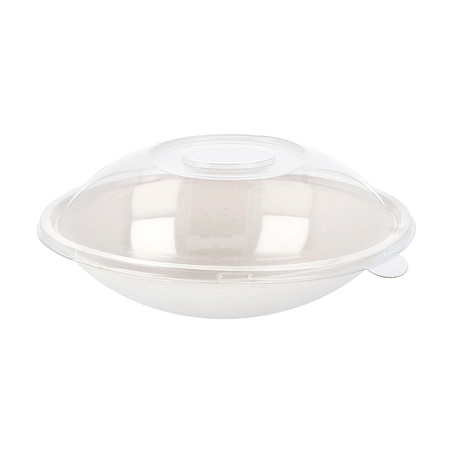 Image BOLS OVALES + COUVERCLES 'BIONIC'  22x13,5x5,5+4,5 CM BLANC BAGASSE (100 UNITÉ) #1