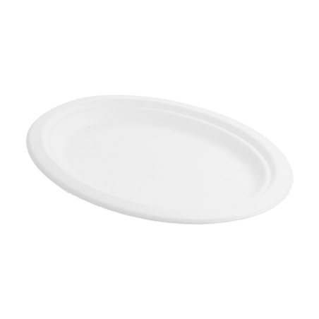 Image PLATEAUX OVALES 'BIONIC'  26,3x19,9x2 CM BLANC BAGASSE (600 UNITÉ) #1