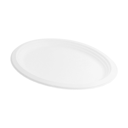 Image PLATEAUX OVALES 'BIONIC'  31,8x25,5x2,2 CM BLANC BAGASSE (600 UNITÉ) #1