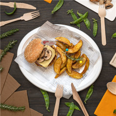 Image PLATEAUX OVALES 'BIONIC'  31,8x25,5x2,2 CM BLANC BAGASSE (600 UNITÉ) #4