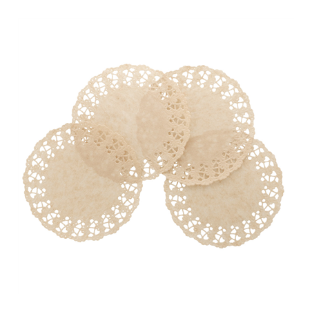 DENTELLES RONDES AJOURÉES  40 G/M2 Ø 24 CM NATUREL KRAFT (250 UNITÉ)